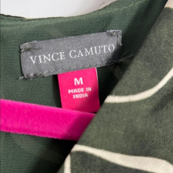 Vince Camuto Green Long Blouson Sleeve Button Front Tie at Waist A-Line - Picture 4 of 8